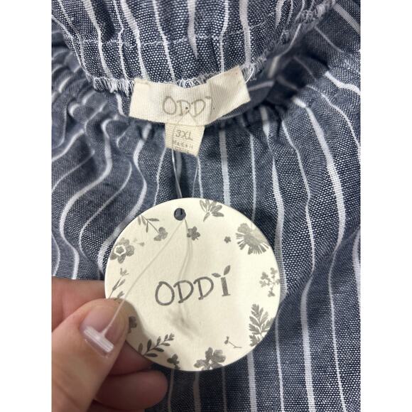 Oddy Shift Dress 3XL NEW Gray White Striped Embroidered Fringe Tassels - Picture 8 of 10